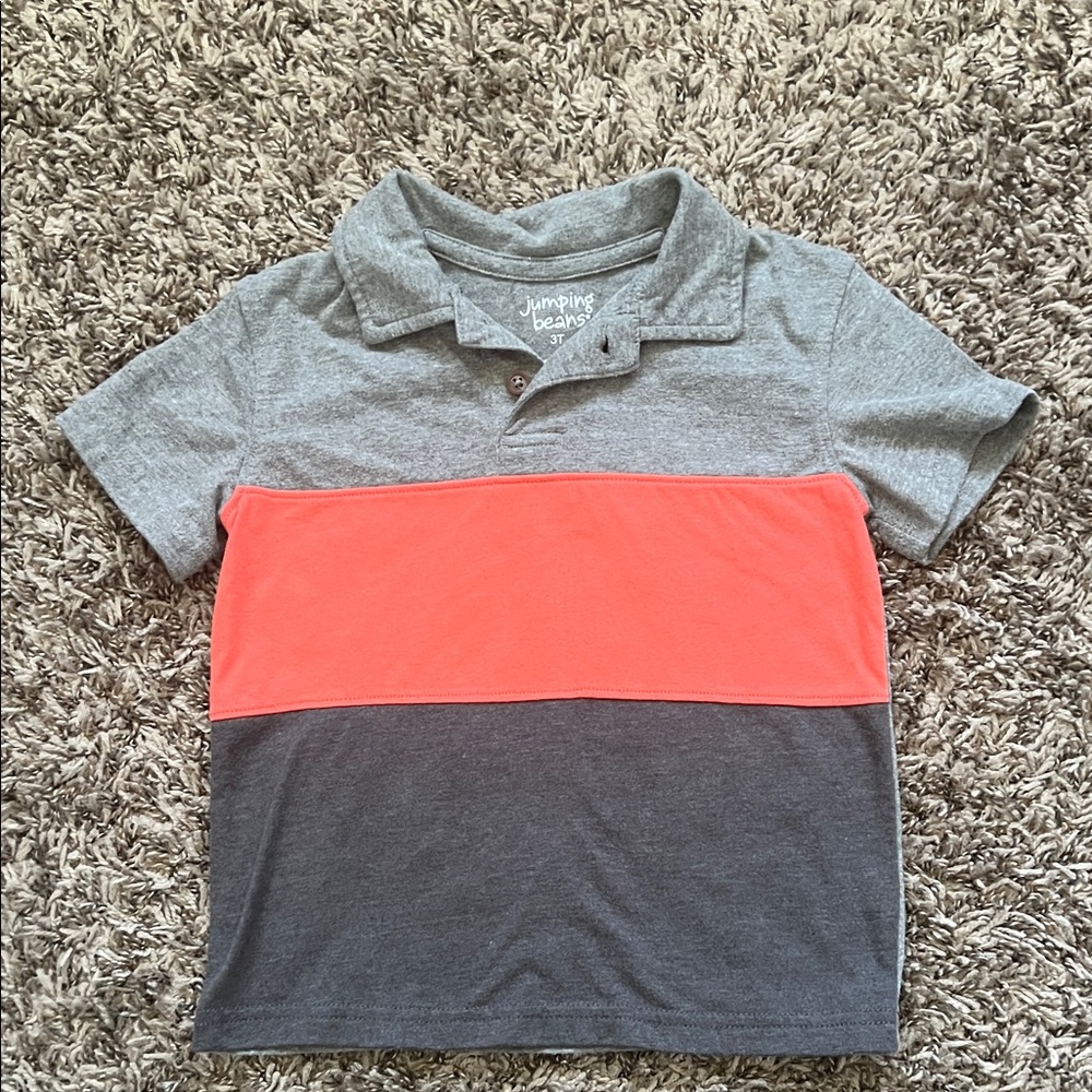jumping beans Gray, Coral & Dark Gray Colorblock Polo